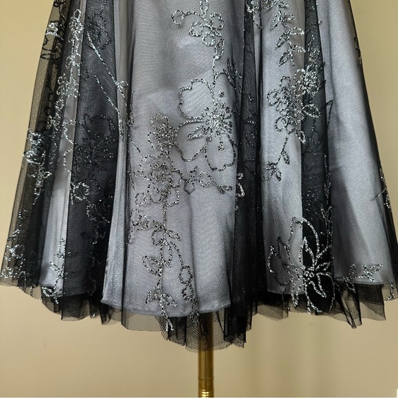 Dark Fairy Whimsigoth Formal Party Dress Junior 7/8 Black & Silver Y2K Sparkle - Picture 6 of 11